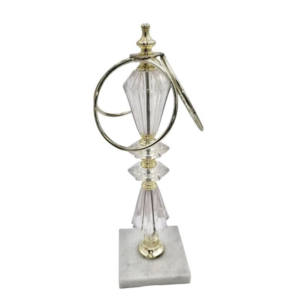 Lucite & Marble 3-Ring Towel Holder With Gold Accents Elegant Bathroom Accessory - Picture 7 of 8